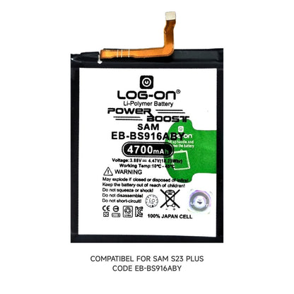 Baterai Log on EB-BS916ABY Untuk SAMSUNG S23 PLUS Fast Charging 45W Kapasitas 4700MAH 1 Tahun Garansi Battery Batre
