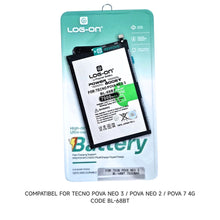 Baterai Log on BL-68BT Untuk TECNO POVA NEO 3 / NEO 2 / POVA 7 4G Kapasitas 7000mAh 1 Tahun Garansi Battery Batre