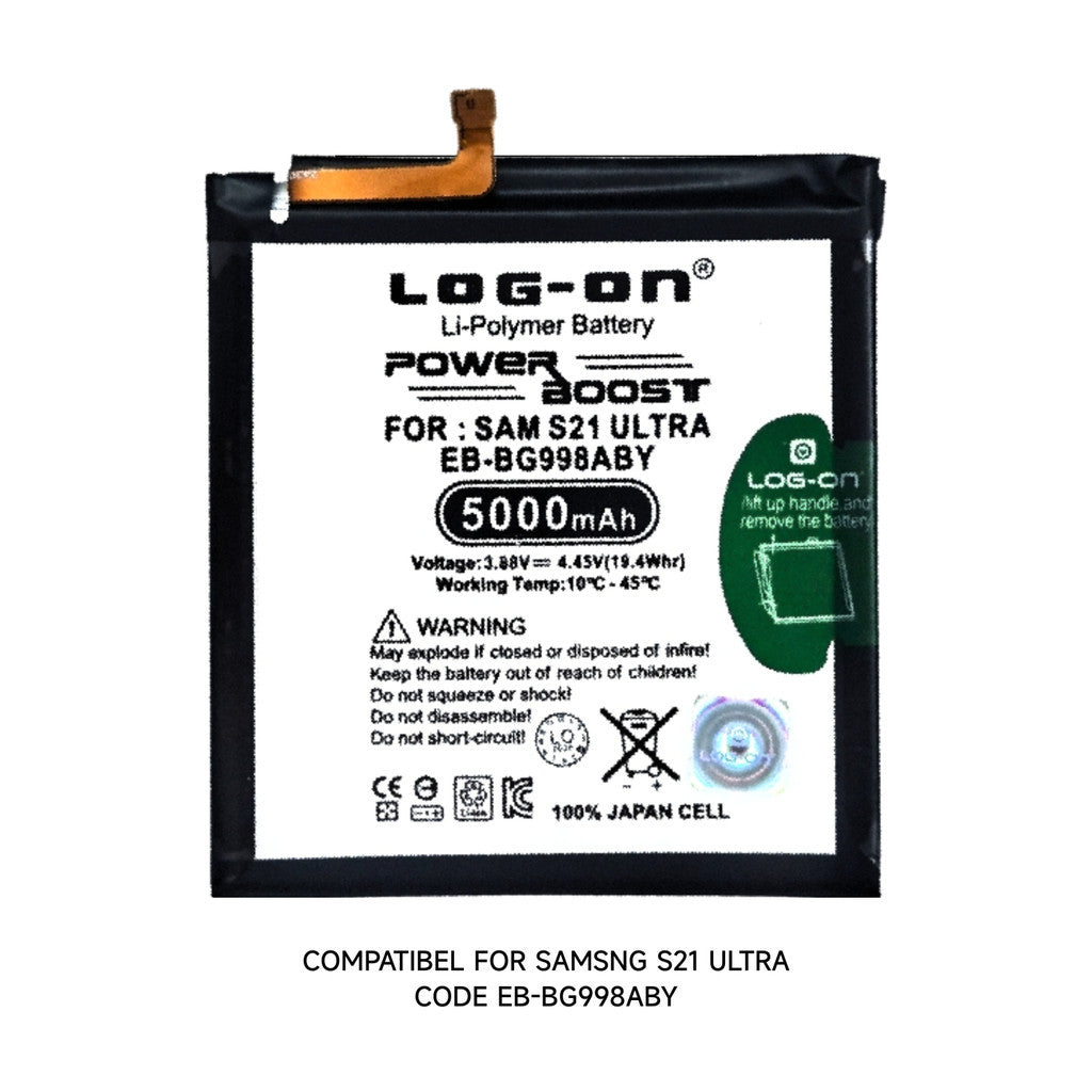 Baterai Log on EB-BG998ABY Untuk Samsung S21 ULTRA G998 Kapasitas 5000mAh Garansi 1 Tahun Battery Batre