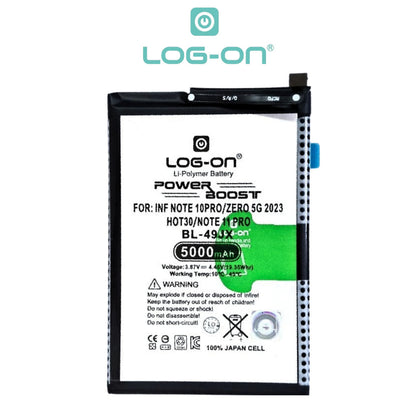 Baterai Log on BL-49JX Untuk Infinix Note 10 Pro / Note 11s / Zero 5G 2023 / Hot 30 / Hot 40 Pro BL49JX Power Boost - Kapasitas 5000mAh Battery Batre garansi 1 Tahun