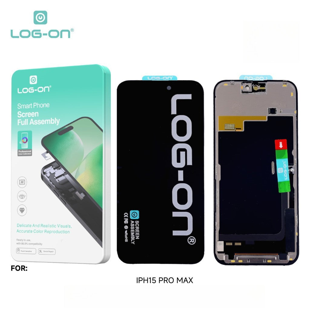 LOG ON LCD (OLED) FOR IPHONE 15 / IPHONE 15 PRO / IPHONE 15 PRO MAX FULLSET TOUCHSCREEN OEM