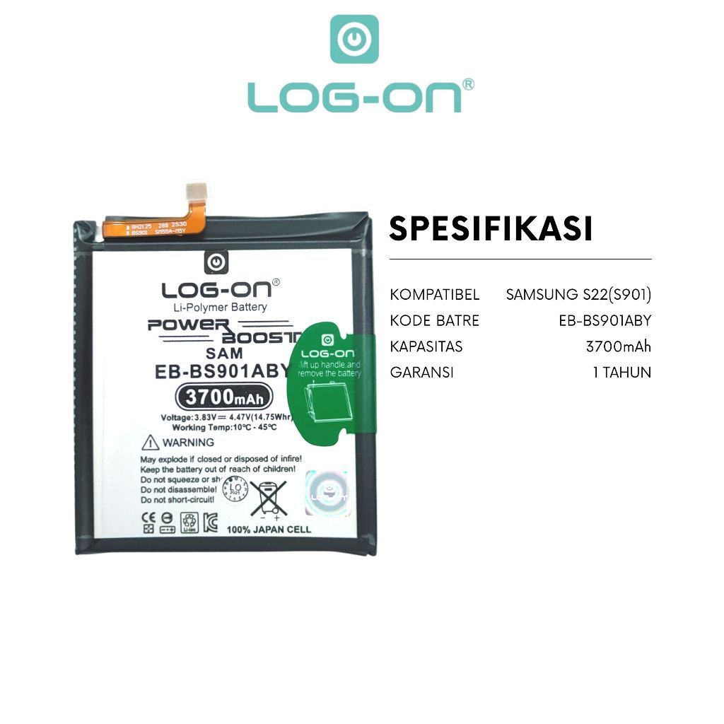 Baterai Log-on EB-BS901ABY Untuk Samsung S22 5G (S901) 3700mAh Original Quality 1 Tahun Garansi Resmi