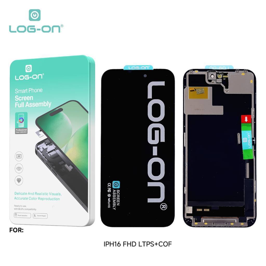 LOG ON LCD (FHD) SLTP FOR IPHONE 16 / IPHONE 16E / IPHONE 16 PLUS / IPHONE 16 PRO / IPHONE 16 PRO MAX HD+ FULLSET ORIGINAL OEM