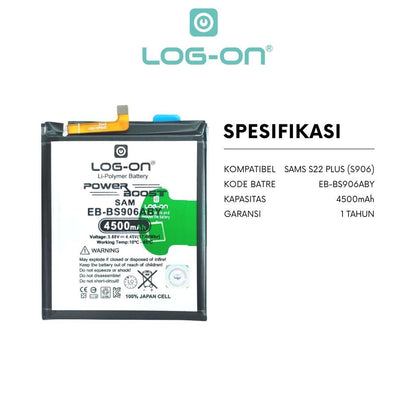 Baterai Log-on EB-BS906ABY Untuk Samsung S22 Plus (S906) 4500mAh Original Quality 1 Tahun Garansi Resmi