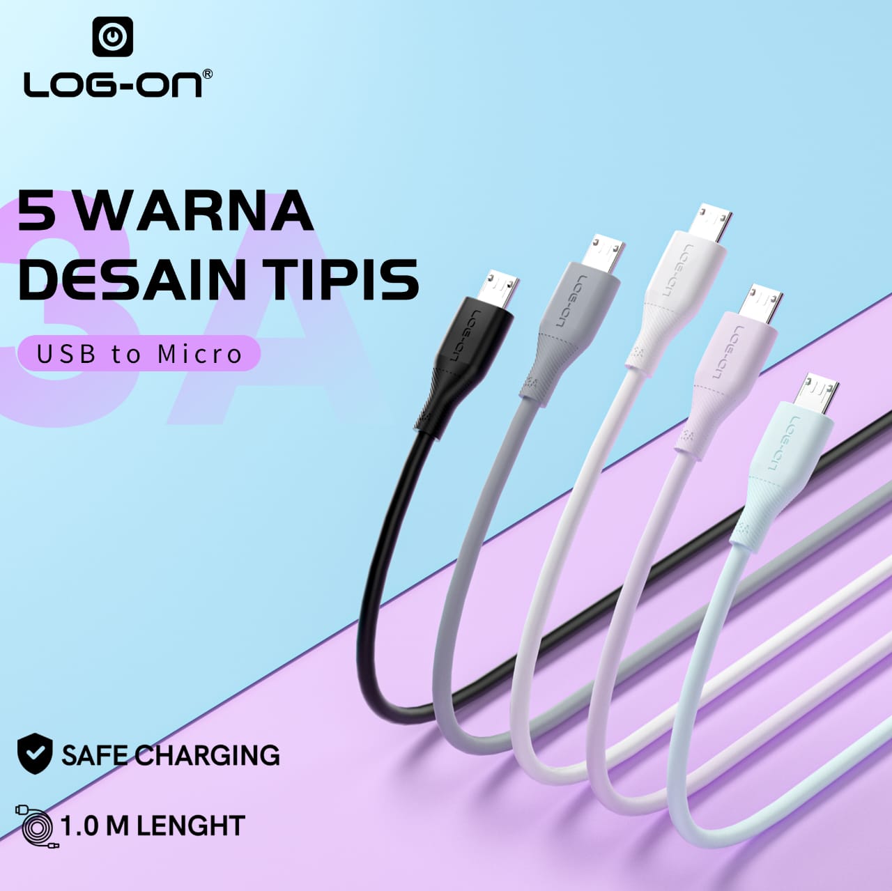 LOG ON KABEL FAST CHARGING 3A 1Meter CB80